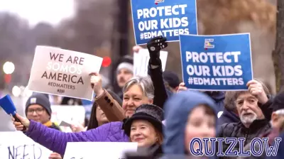Demonstrators Rally Against Layoffs at the Department of Education