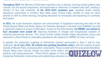 Examination of Educational Challenges in the Occupied Palestinian Territory for 2024-2025